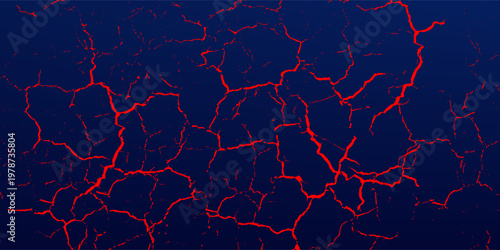 Lava Cracked Earth Abstract Background With Red Glowing Fissures And Volcanic Texture