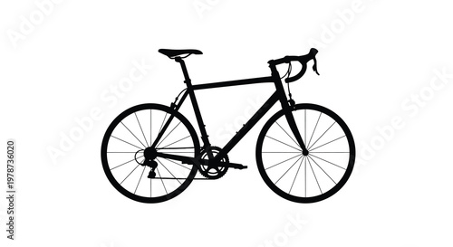 Silhouette of a road bicycle against a white background
