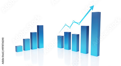 Blue 3D bar graph with a rising arrow indicating growth and positive financial trend, symbolizing success and profit Free Download Blue 3D bar graph with a rising arrow indicating growth and positive financial trend, symbolizing success and profit - GFXLoad
