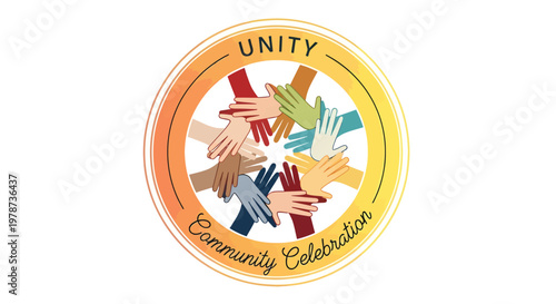 Unity Hands Circle Badge, Community Support and Connection Symbol