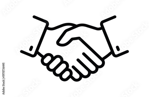 Professional Handshake Icon, Business Agreement Line Art Symbol