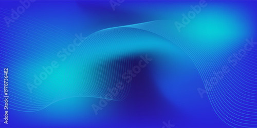 Modern Wavy blended lines with purple blue cyan gradient futuristic art