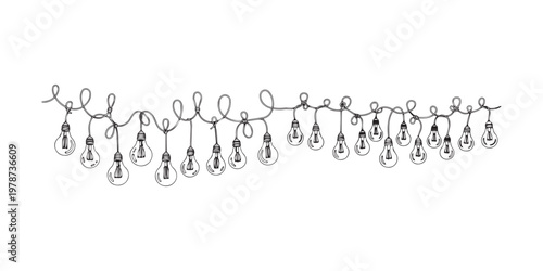 String of vintage-style light bulbs hanging along a wire in a festive arrangement