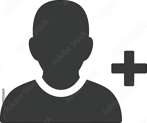 Add User Profile Icon with Plus Sign for Social Media and Account Creation