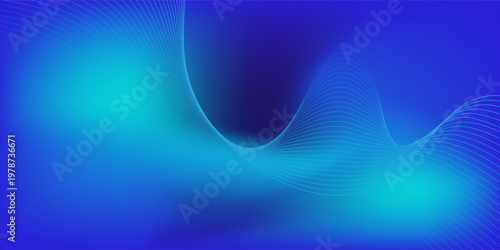 Modern Wavy blended lines with purple blue cyan gradient futuristic art