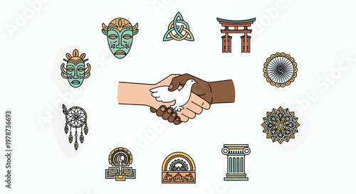Juneteenth Cultural Freedom Symbol Icon Set, Heritage and Unity Illustration