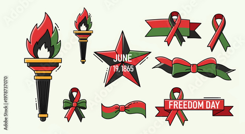 Torch Icon Set, Light and Freedom Symbol Collection