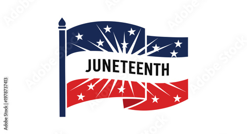 Juneteenth Flag Banner Icon, Freedom Day American Celebration Symbol