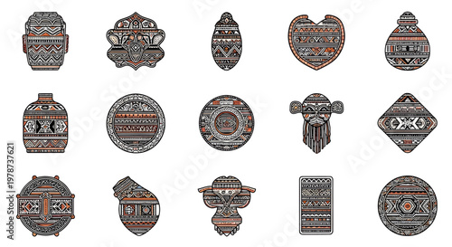 Juneteenth Heritage Icon Set, African Cultural and Traditional Symbols