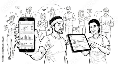 People using mobile devices and digital communication