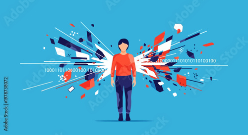 Creative man with explosive ideas and inspiration