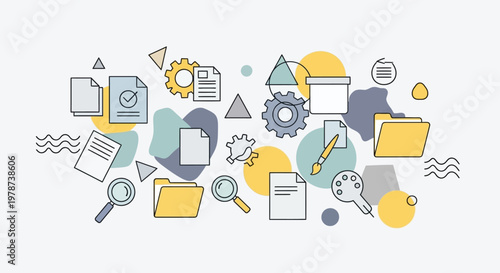Creative office supplies and icons