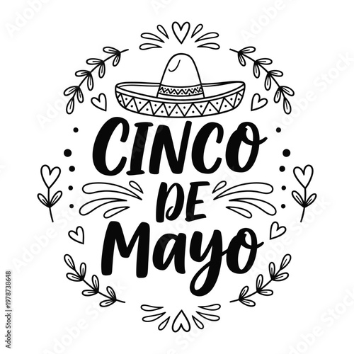 Cinco de Mayo celebration greeting card design with sombrero vector