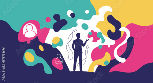 Creative person in a colorful abstract environment