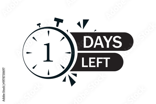 One day left countdown icon, professional vector illustration of a limited time offer and deadline reminder.creative symbol for flash sales, last minute deals, and urgent marketing.
