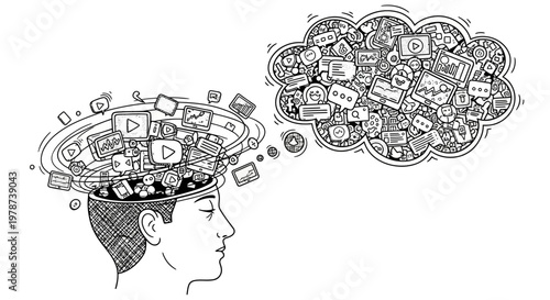 Creative thinking and brainstorming concept with human head