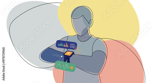 Person holding colorful abstract shapes