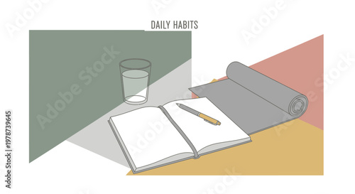 Daily habits concept with notebook and pen