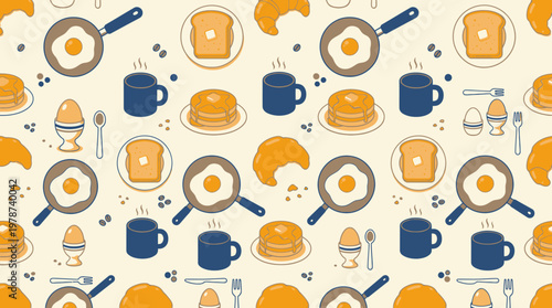 Breakfast food and drink items.