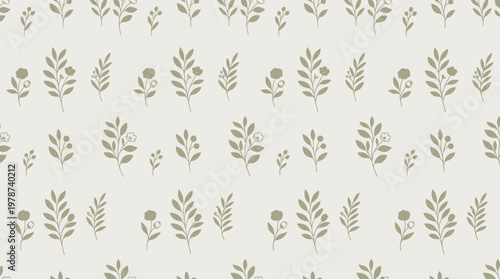 Small Gray Leaves on Fabric Pattern.