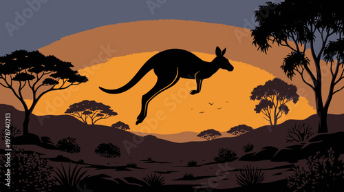 Kangaroo jumping in mid air freely.