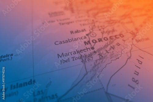 Photos Map of Marrakesh made in orange and blue gradient