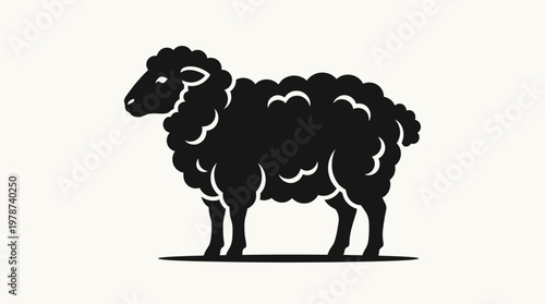 Black Sheep Standing Side View Profile.