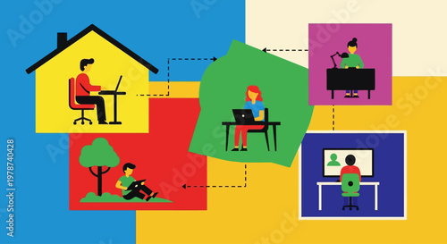 Remote work and leisure activities illustration