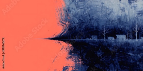 abstract landscape with divided vertical color contrast