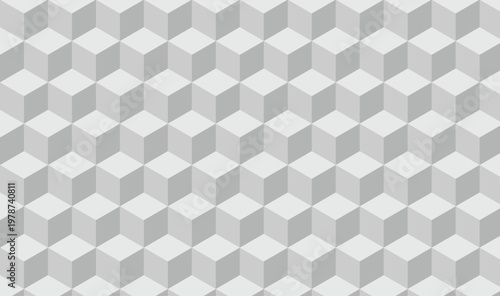 White 3D Isometric Cube Pattern, Seamless Geometric Cubes Background, Light Gray Cubic Texture, Modern Minimalist 3D Grid Vector Illustration