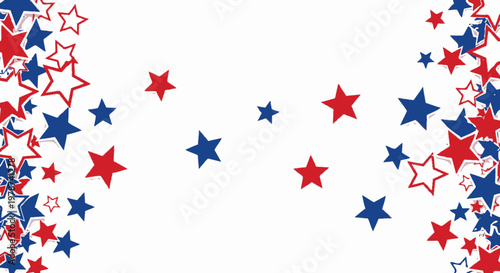 Red Blue Stars Border Isolated White Background Graphic Design Elements