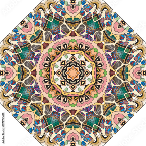 Colorful cute Mandalas. Decorative unusual round ornaments.