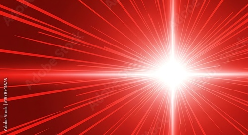 Intense red light burst with radiating beams and a bright central cross