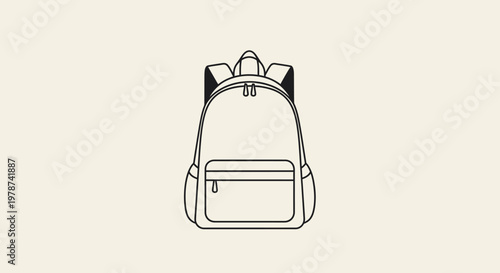 A simple line drawing of a backpack.