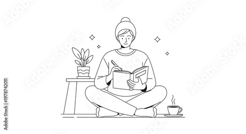 Woman relaxing with a book indoors.