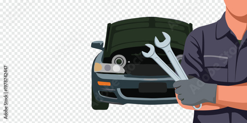 Car Mechanic Wrenches Auto Repair Concept