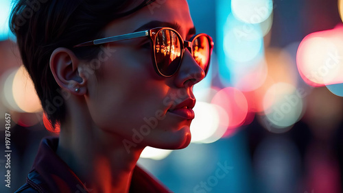 Girl with dark glasses close-up