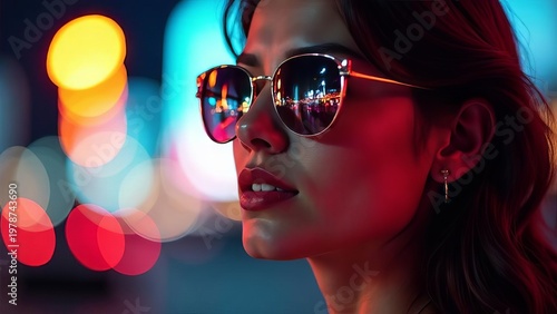 Girl with dark glasses close-up