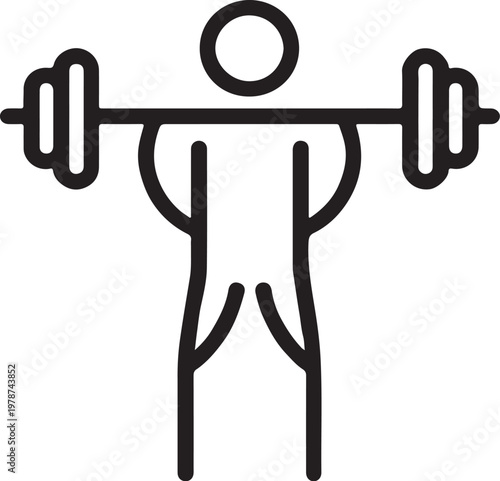 Minimal fitness icon, person lifting dumbbells, workout line art vector