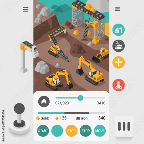 Excavator machines in a quarry operation.