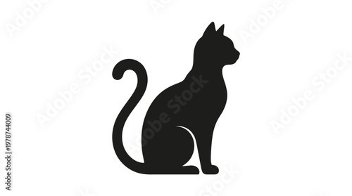 Black silhouette of a sitting cat.