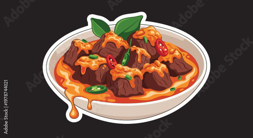 A Delicious Bowl of Hearty Beef Curry with Fresh Garnishes, Perfect for a Meal