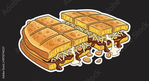 Sweet and Savory Pancake Delight A Detailed Illustration of a Delicious Multi-Layered Dessert