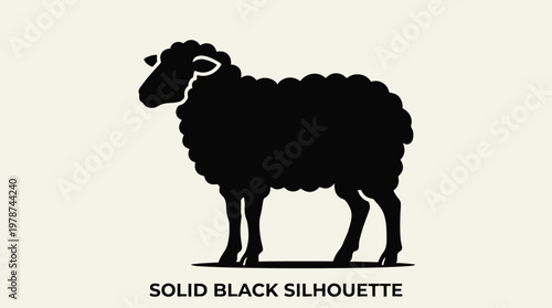 Black silhouette of a sheep standing.