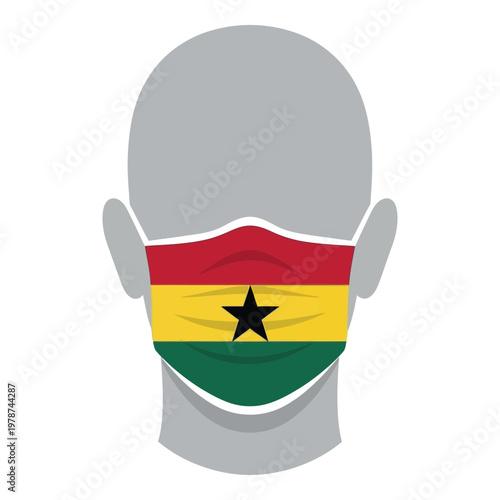 Face Mask with Ghana Flag Icon Medical Mask for Health Protection and Pandemic Concept