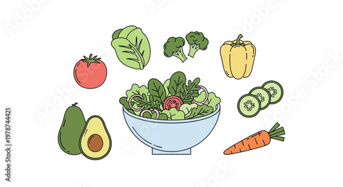 Vegetables and fruits for healthy eating.