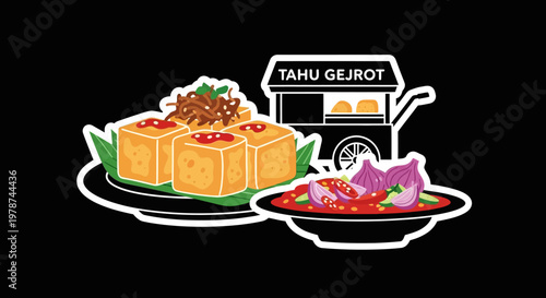 Tahu Gejrot A Delicious Indonesian Street Food Delight Featuring Fried Tofu and Spicy Peanut Sauce