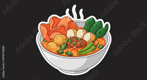 Delicious Bowl of Hearty Food with Vegetables and Crispy Chips