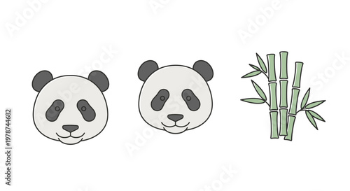 Panda bear face and bamboo.