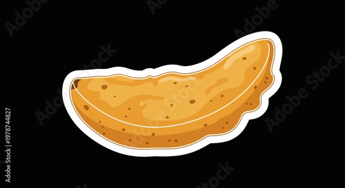 Vibrant golden baked or fried pastry sticker illustration, a delicious handheld snack perfect for food menus, cooking blogs, or culinary themed designs